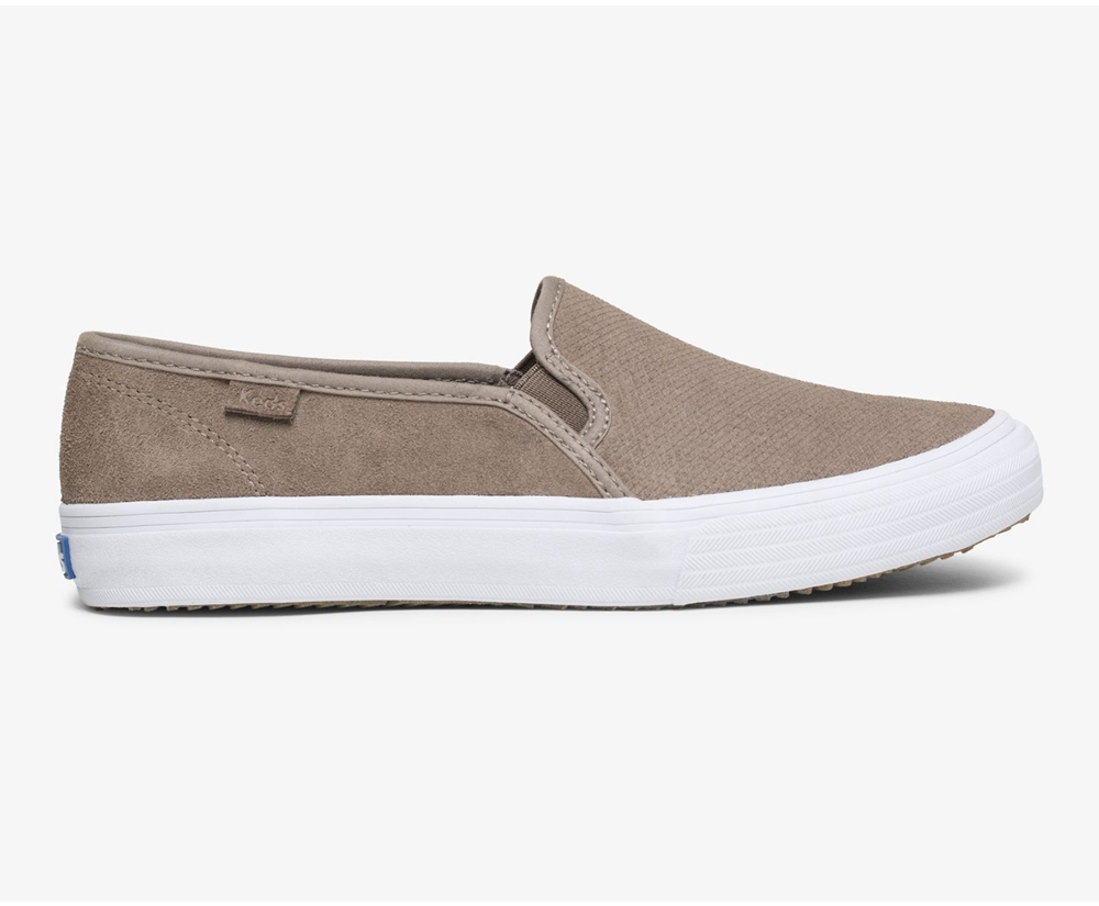 Slip Ons Keds Mujer Gris - Double Decker Suede - 051-IUXTYN